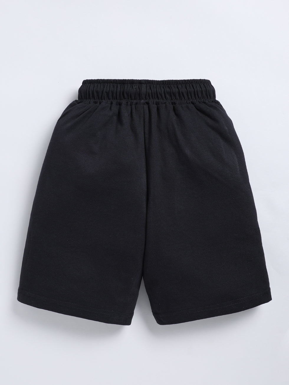 Kidcity Boys Soft Cotton Sinker Knit Text Print Shorts - Black back view