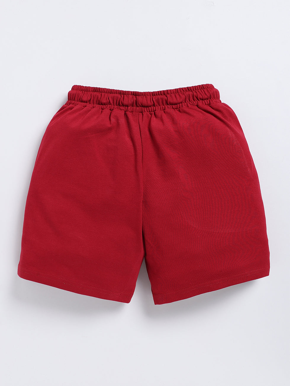 Kidcity Boys Soft Cotton Sinker Knit Text Print Shorts - Maroon back view