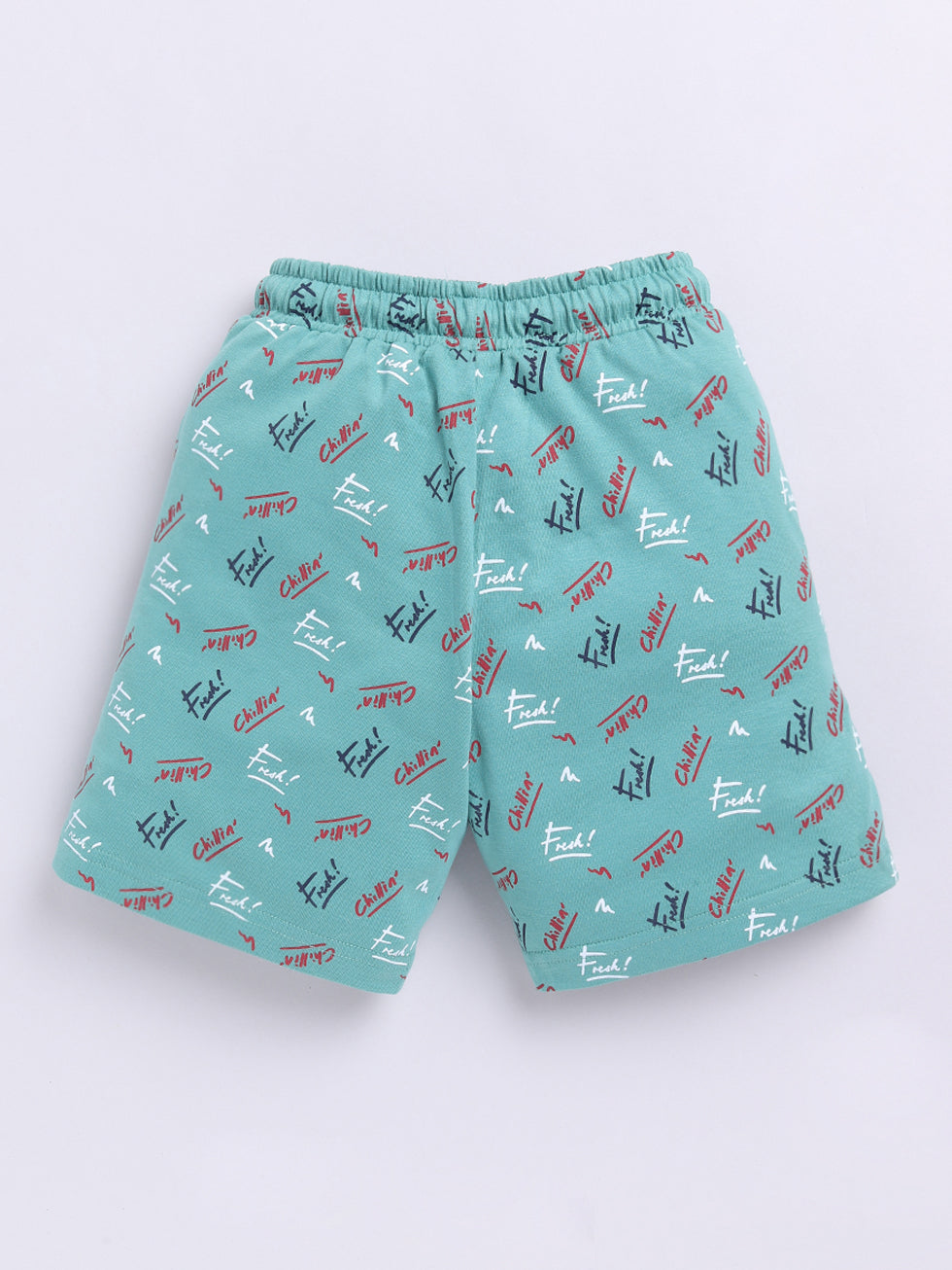 Kidcity Boys Soft Cotton Sinker Text Print Shorts - Light Green Back View View