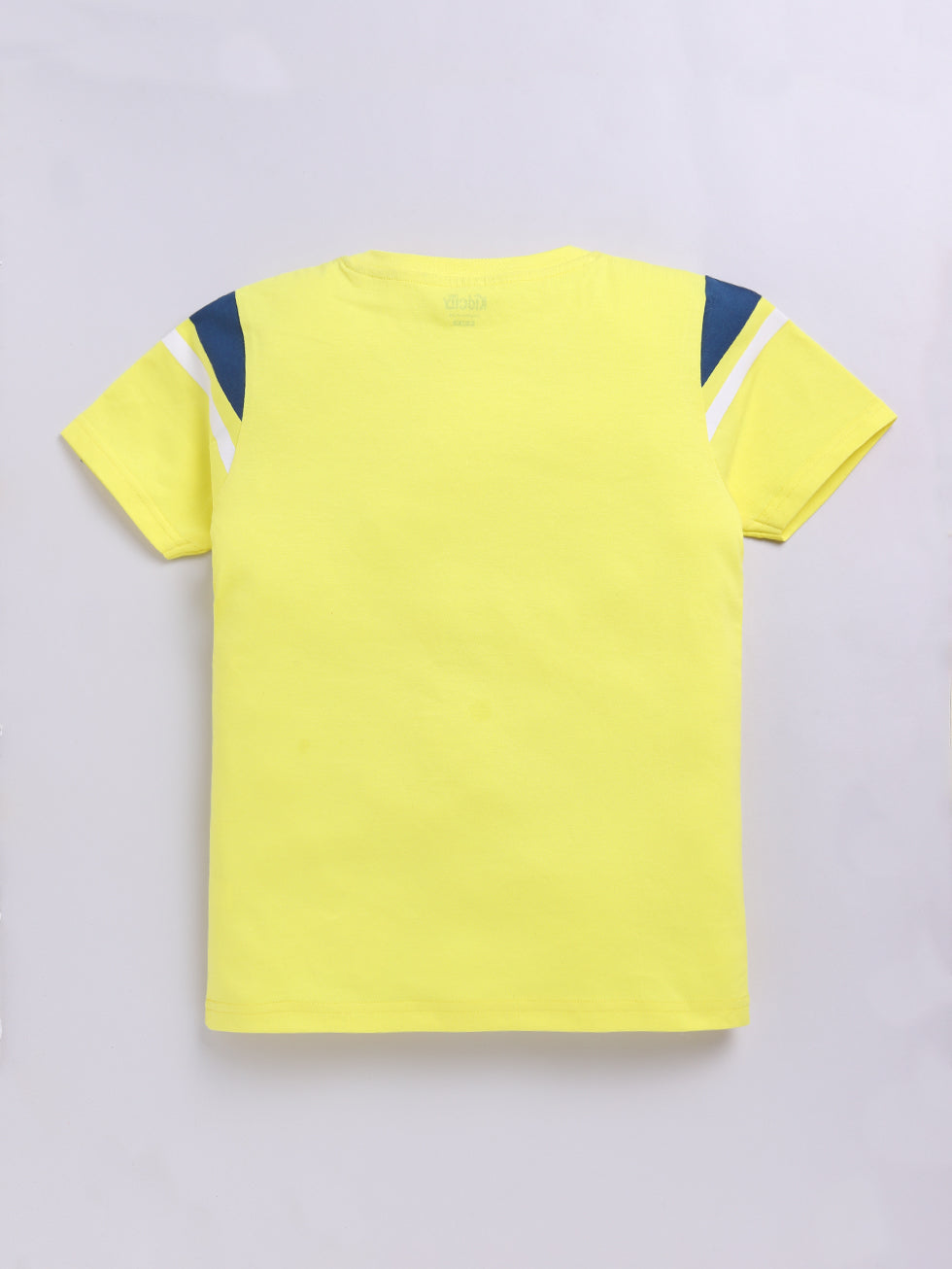 Kidcity Boys Soft Cotton Sinker Text and Leaf Print Half Sleeves T-Shirts - Lemon Back View