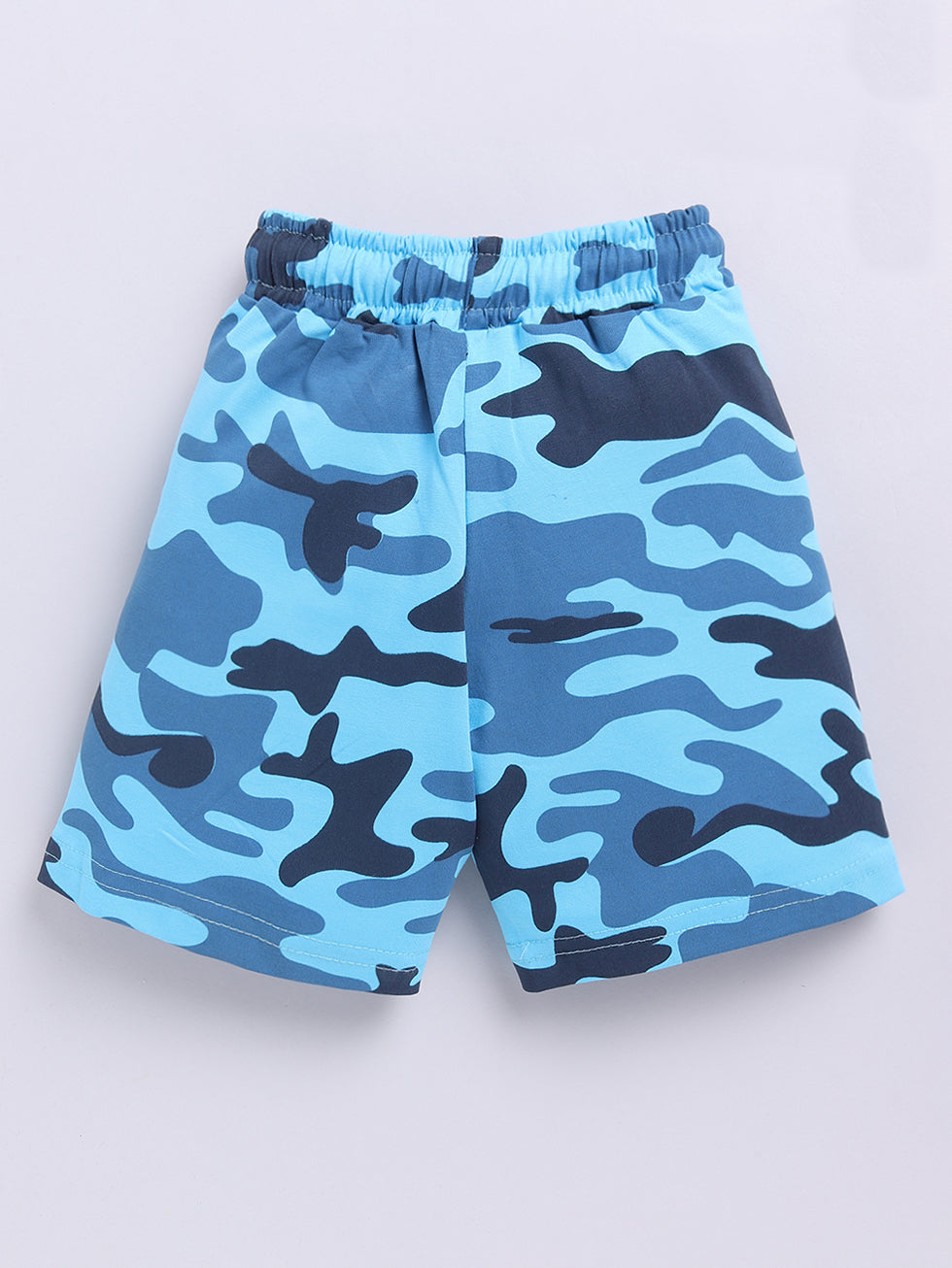 Kidcity Boys Soft Cotton Sinker camouflage Print Shorts - Sky Blue back view