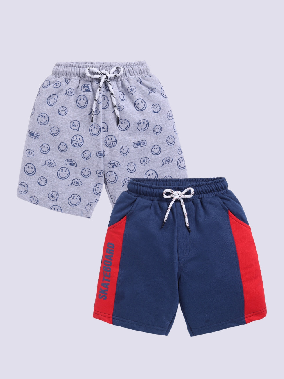 Kidcity Boys shorts Combo set (pack of 2) |Loopknit shorts| Navy, Gray shorts Combo front view
