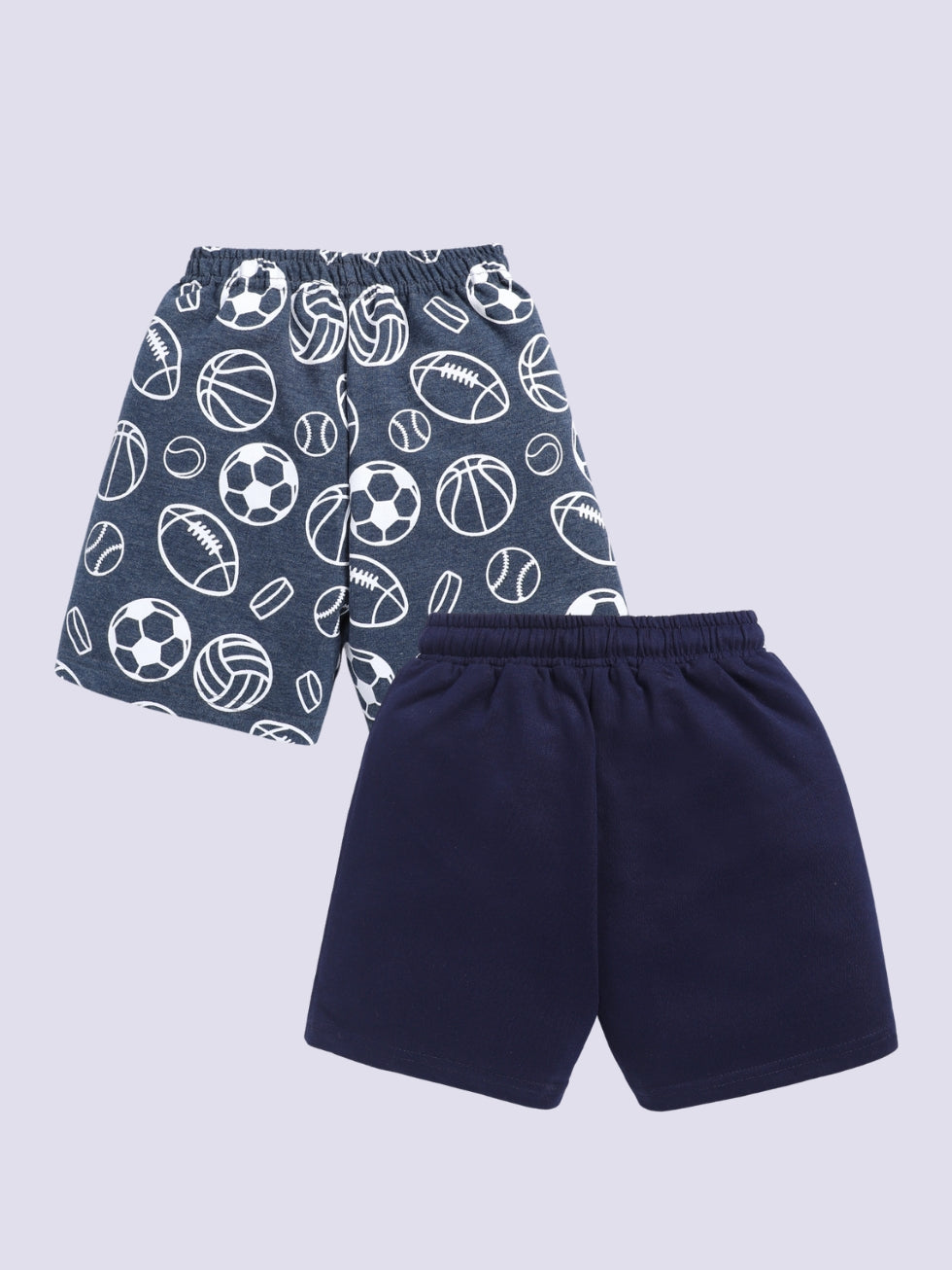 Kidcity Boys shorts Combo set (pack of 2) |Loopknit shorts| Navy, Grey shorts combo back view