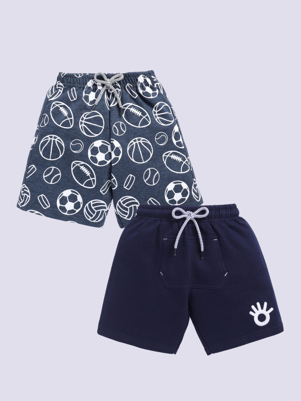 Kidcity Boys shorts Combo set (pack of 2) |Loopknit shorts| Navy, Grey shorts combo front view