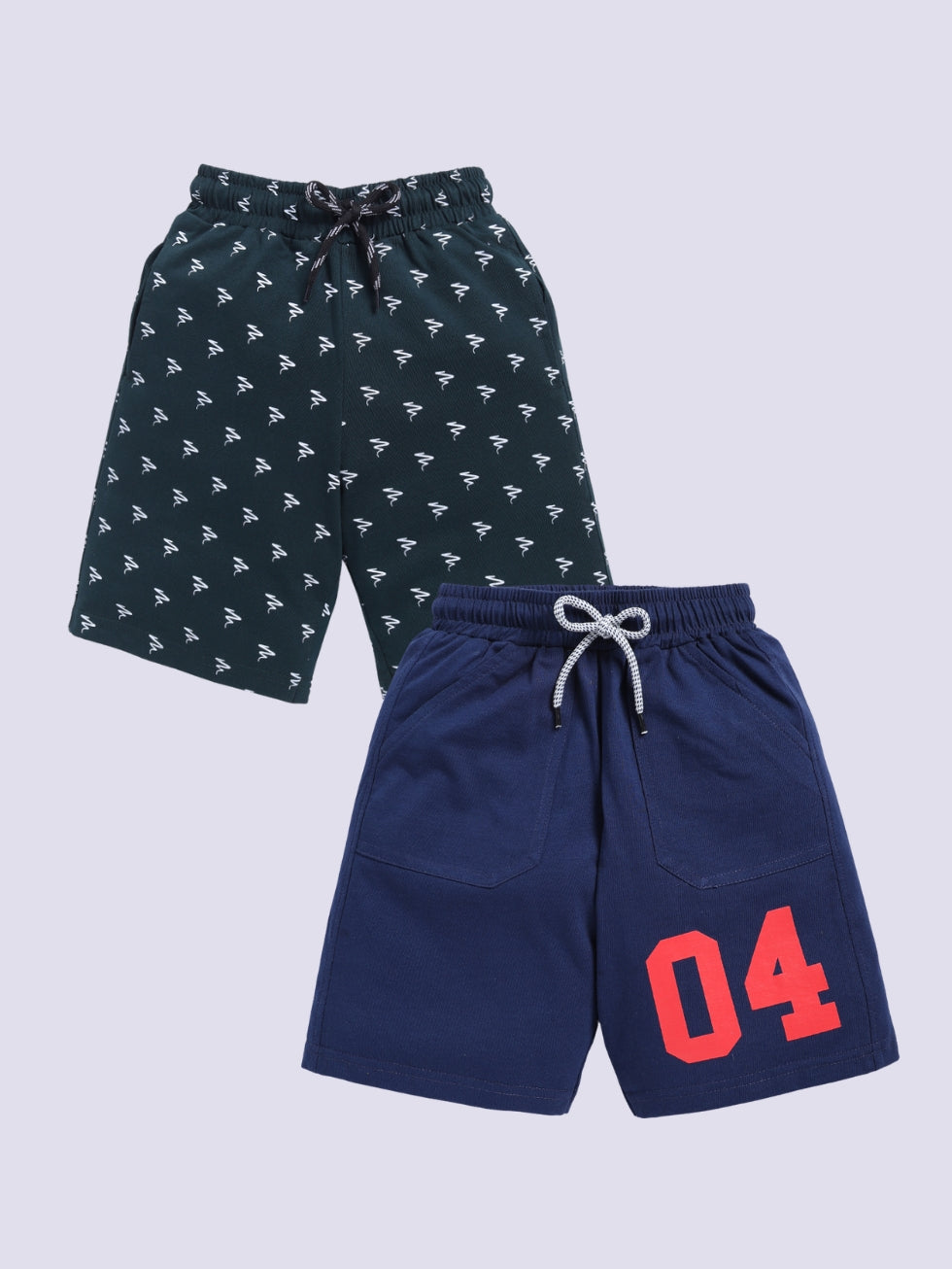 Kidcity Boys shorts Combo set (pack of 2) |Sinker shorts|Blue, Black shorts combo front view