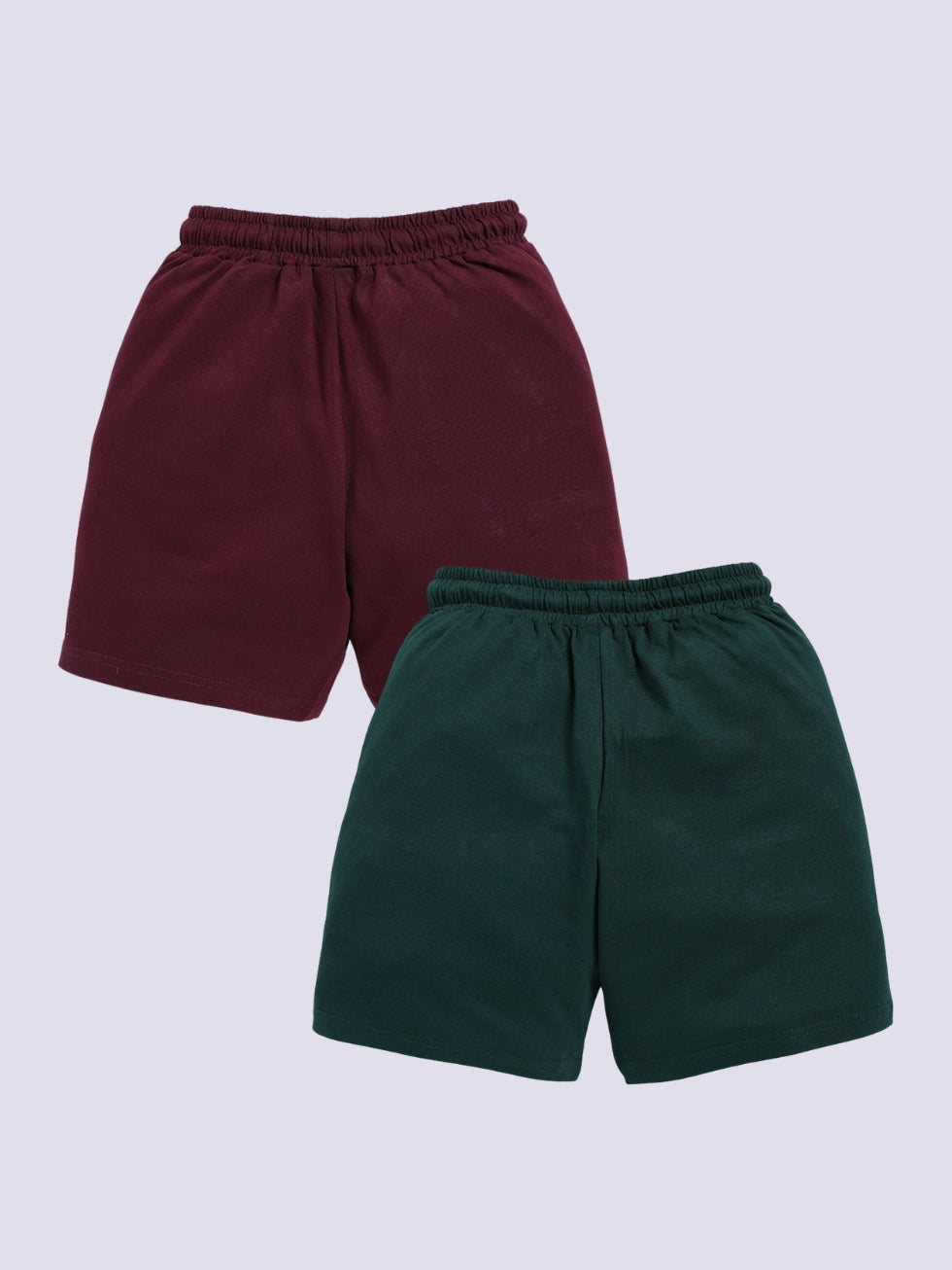 Kidcity Boys shorts Combo set (pack of 2) |Sinker shorts|Dark green, Wine shorts combo back view