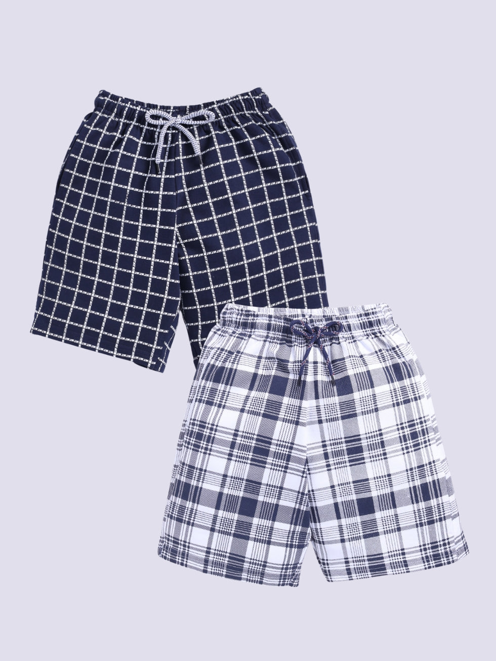 Kidcity Boys shorts Combo set (pack of 2) |Sinker shorts|White, Navy shorts combo front view