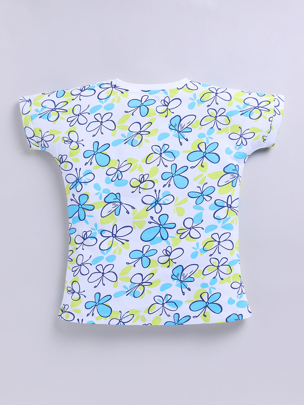 Kidcity Cotton Sinker Butterfly Graphics Allover Print Tops - Multicolor back view