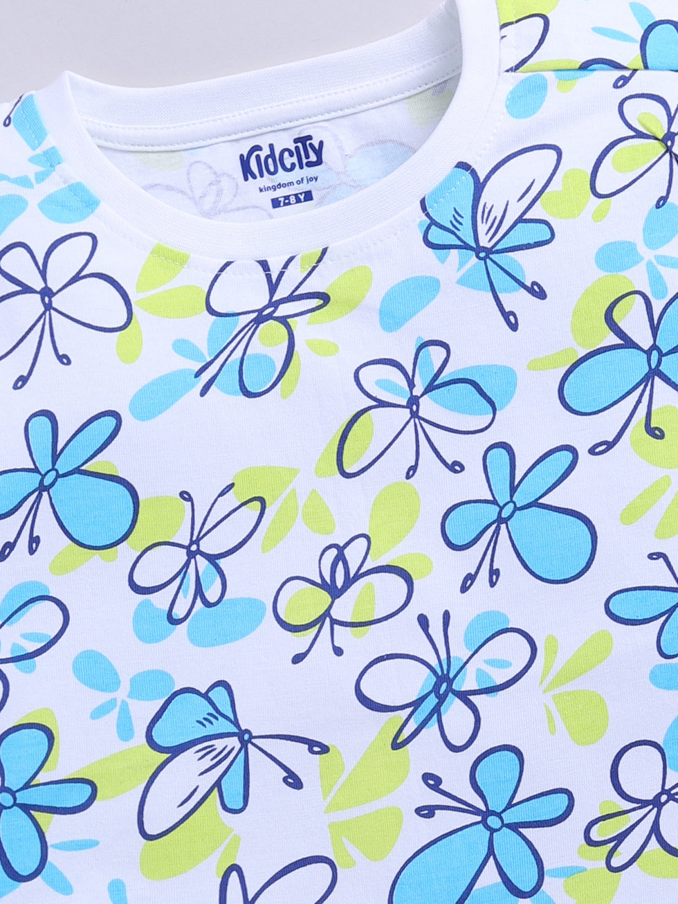 Kidcity Cotton Sinker Butterfly Graphics Allover Print Tops - Multicolor zoom view