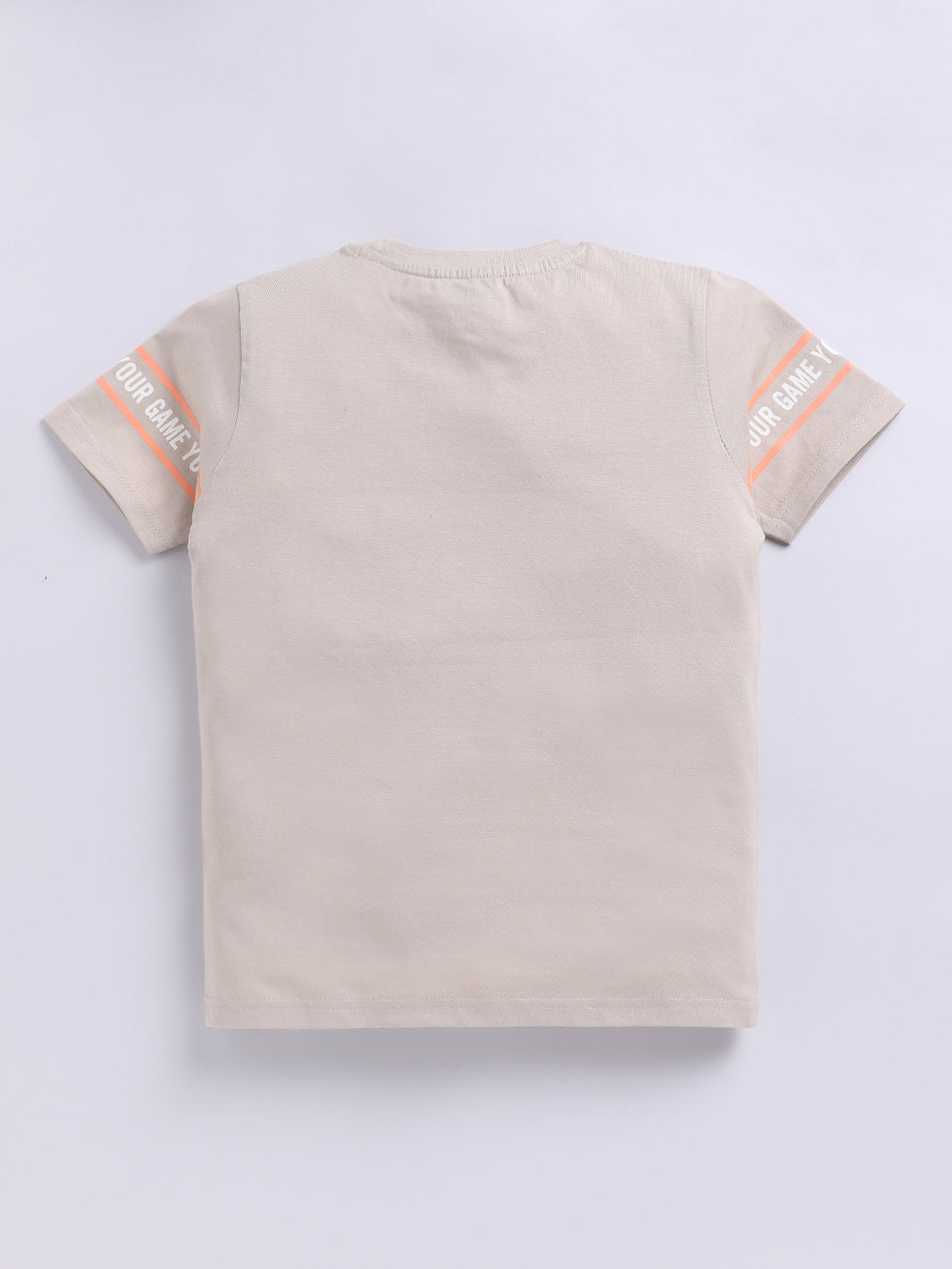 Kidcity Cotton Sinker Camouflage Sports Graphics & Bring Your Game Text Placement Print T-Shirts - Beige back view