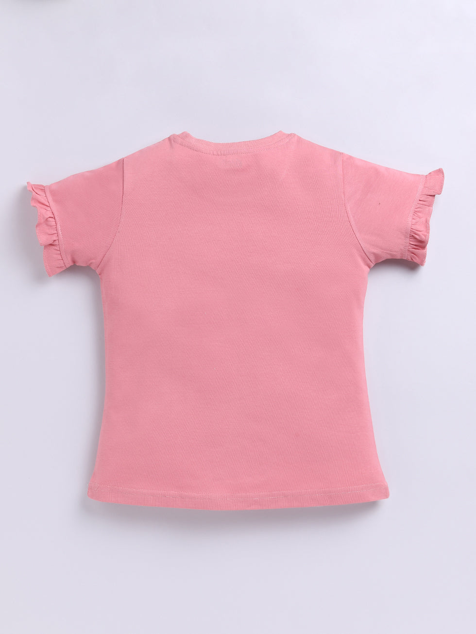 Kidcity Cotton Sinker Cheerful Winking Smiley Face Graphics Placement Print Tops - Peach back view