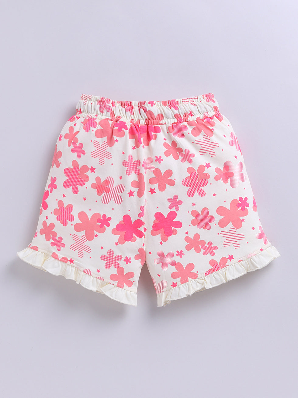 Kidcity Cotton Sinker Floral Allover Print Shorts - Off-White back view