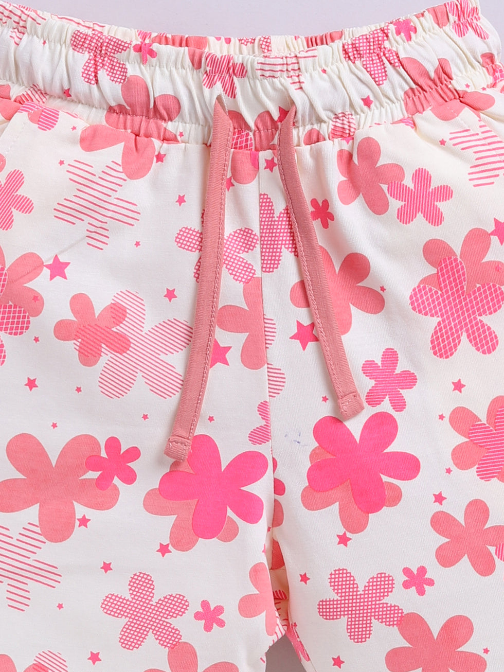 Kidcity Cotton Sinker Floral Allover Print Shorts - Off-White zoom view