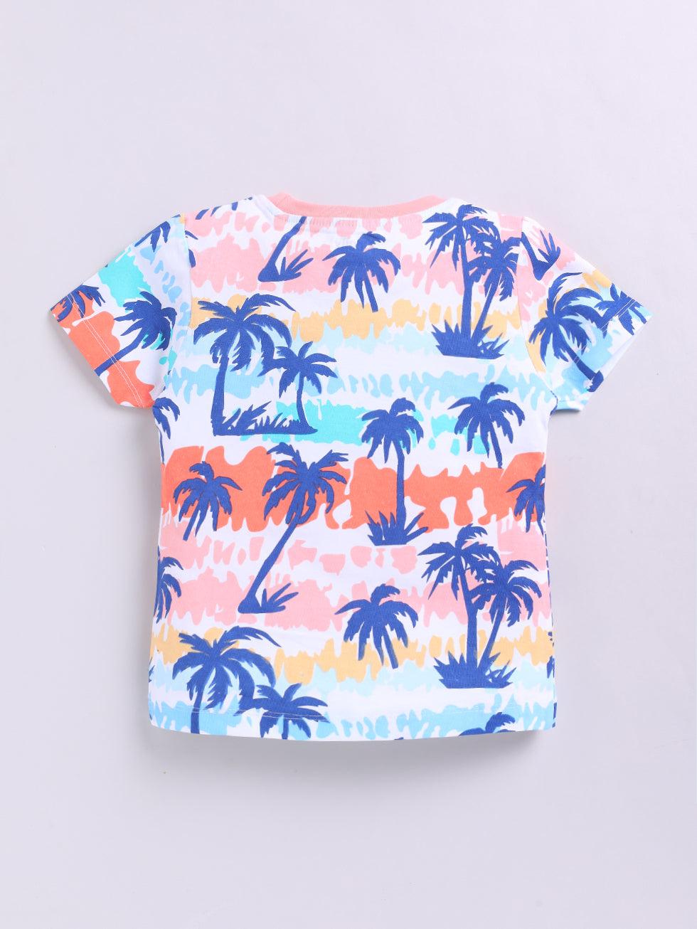 Kidcity Cotton Sinker Half Sleeves Plum Tree Print T-Shirts - Multicolor back view