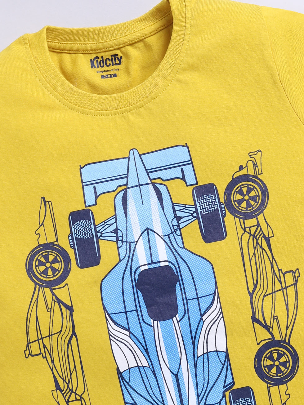 Kidcity Cotton Sinker Race Car Graphic & Racing Champ Text Placement Print T-Shirts - Yellow zoom view