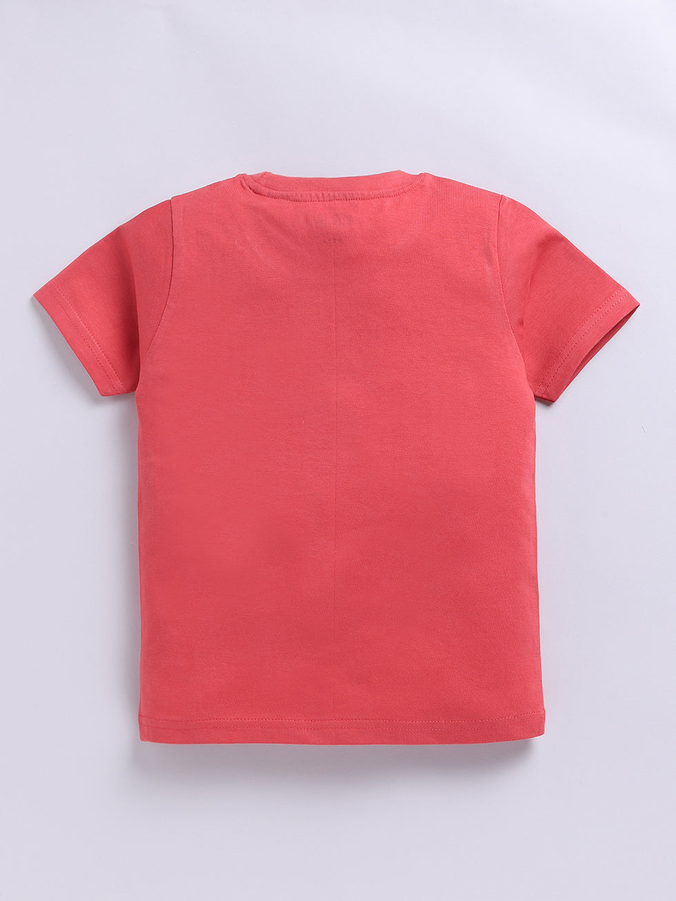  Kidcity Cotton Sinker Small Body Big Energy Text Placement Print T-Shirts - Coral Red back view