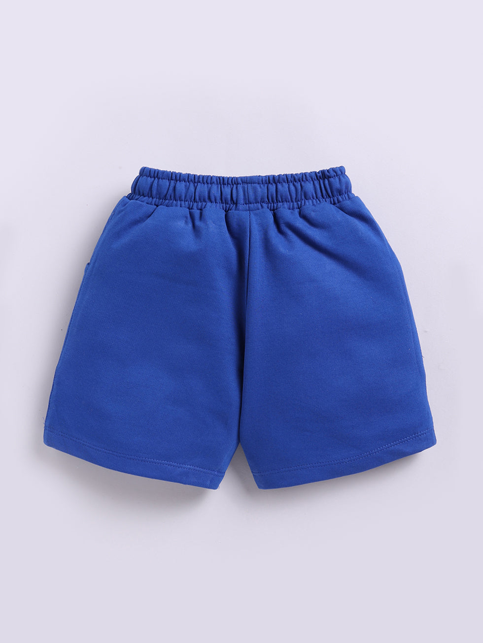 Kidcity Girls Cotton Loopknit Casual Drawstring Shorts - Blue back view