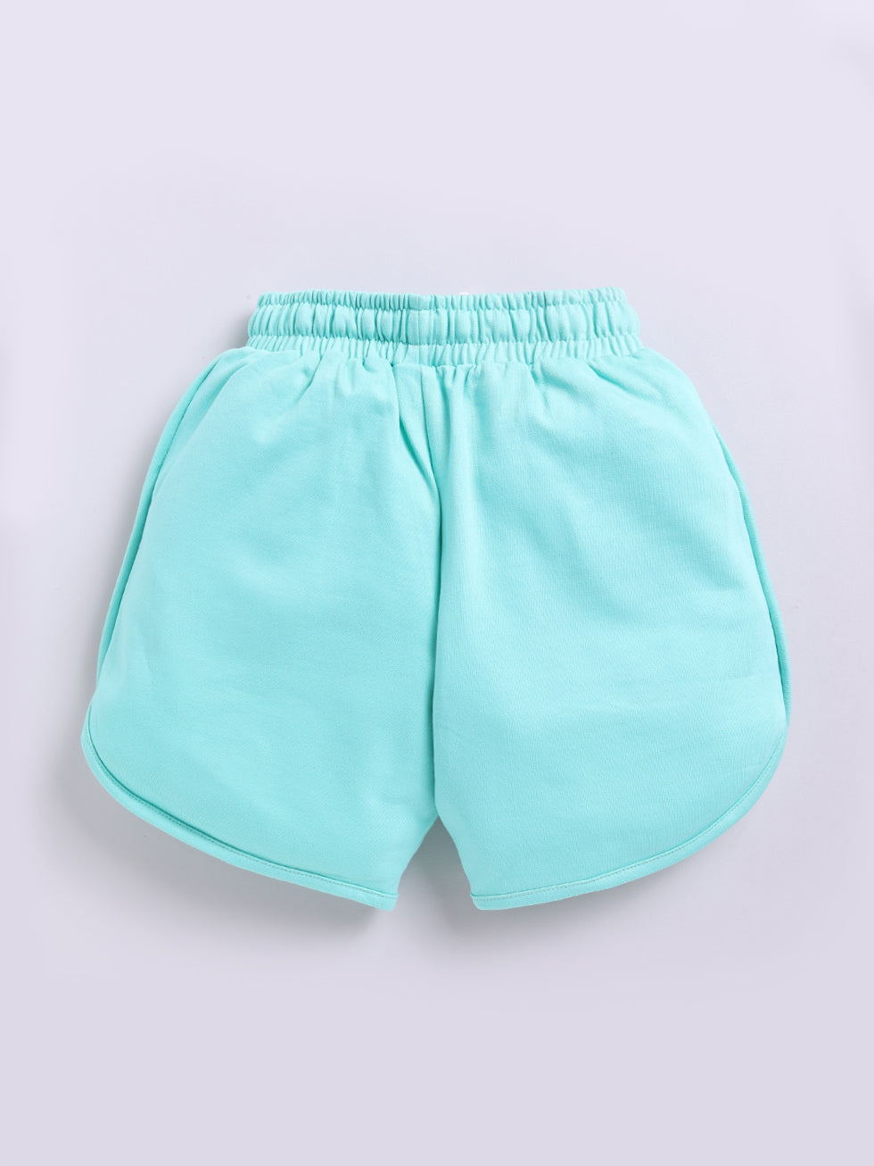 Kidcity Girls Cotton Loopknit Casual Shorts - Aqua Blue Back View