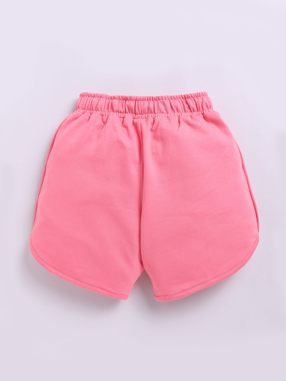 Kidcity Girls Cotton Loopknit Casual Shorts - Light Pink Back View