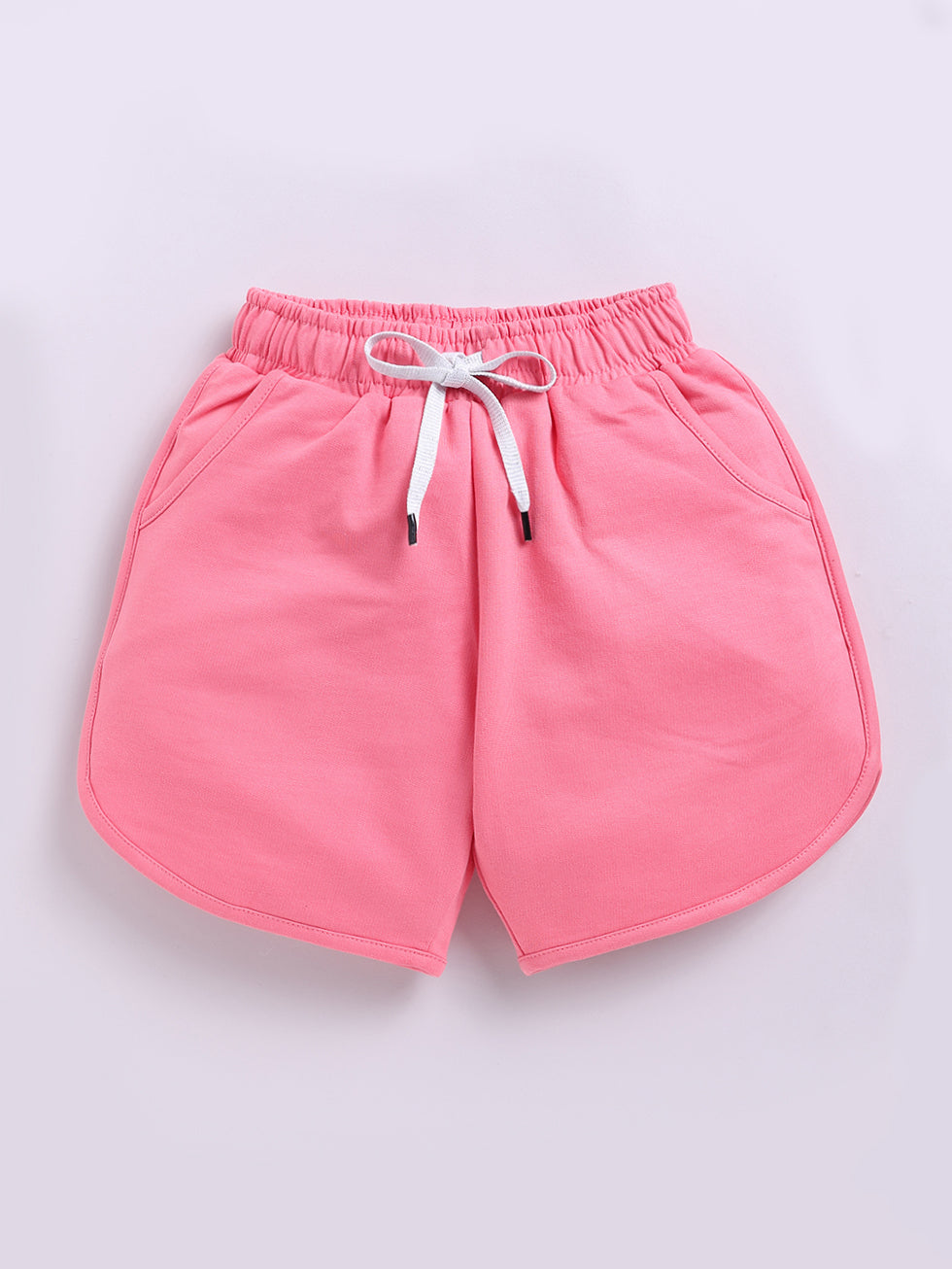 Kidcity Girls Cotton Loopknit Casual Shorts - Light Pink Front View