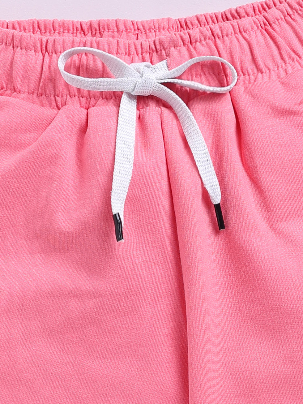 Kidcity Girls Cotton Loopknit Casual Shorts - Light Pink Zoom View
