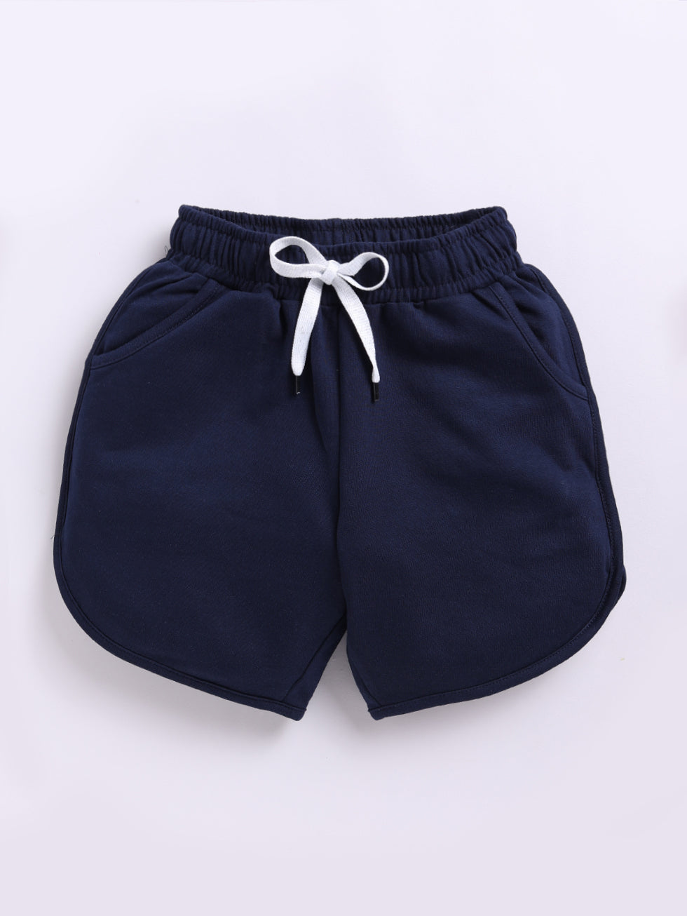 Kidcity Girls Cotton Loopknit Classic Shorts - Navy Front  View