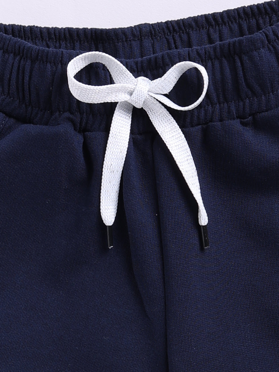 Kidcity Girls Cotton Loopknit Classic Shorts - Navy Zoom  View