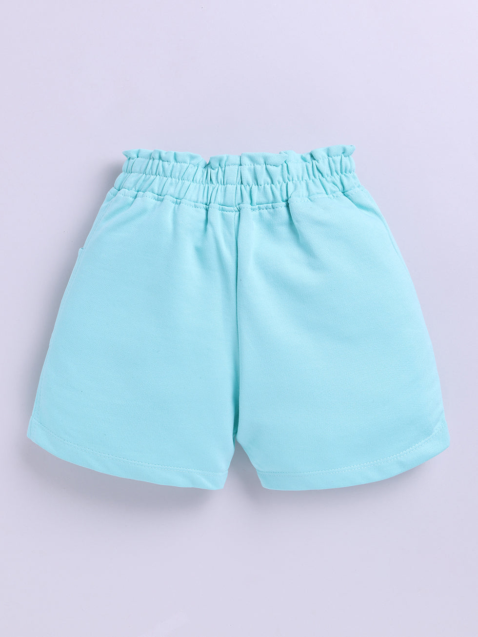 Kidcity Girls Cotton Loopknit Front Bow Shorts - Pista Green Back View