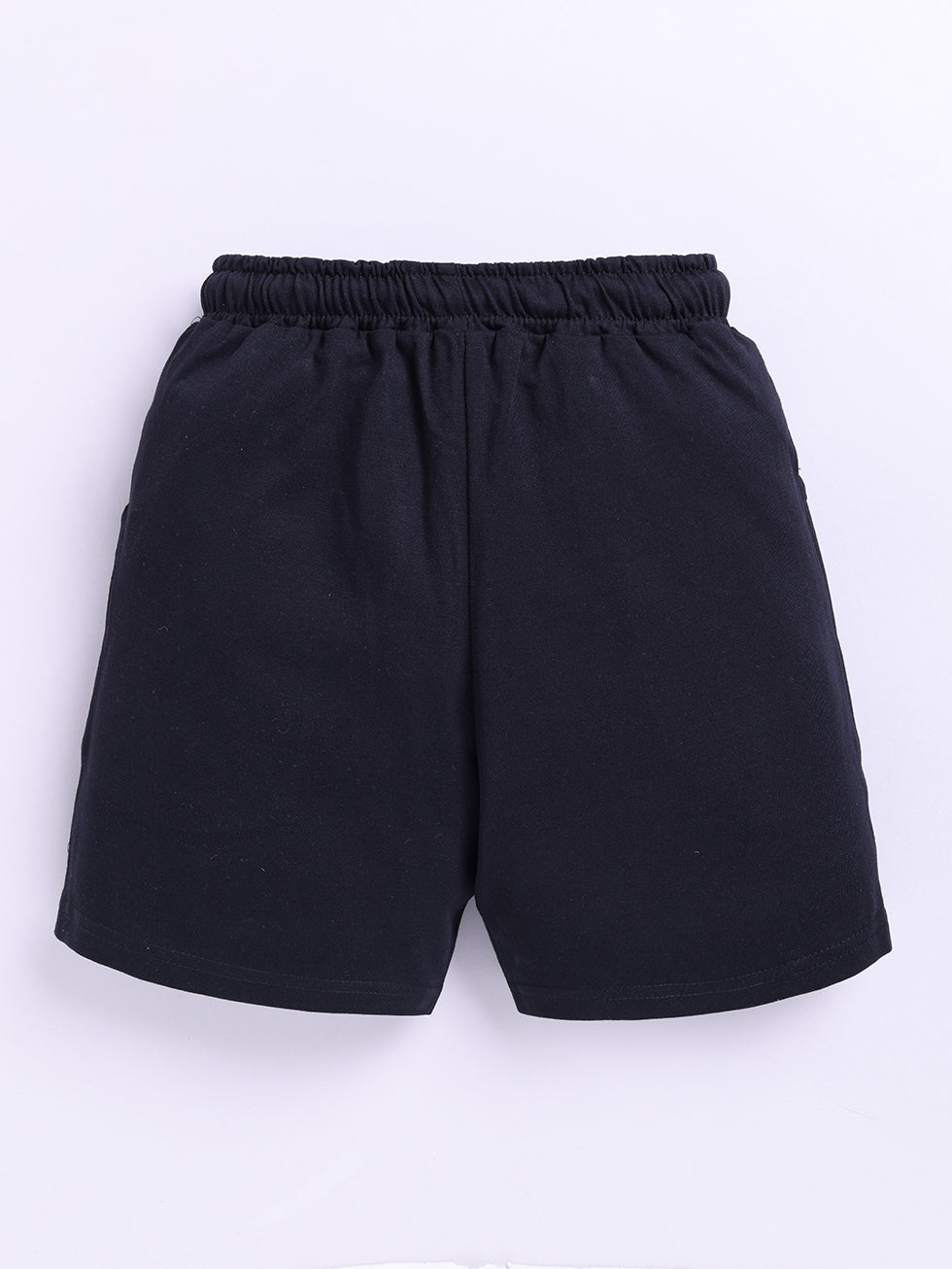 Kidcity Girls Cotton Sinker Butterfly Graphic and Fly High Text Print Shorts - Black back view
