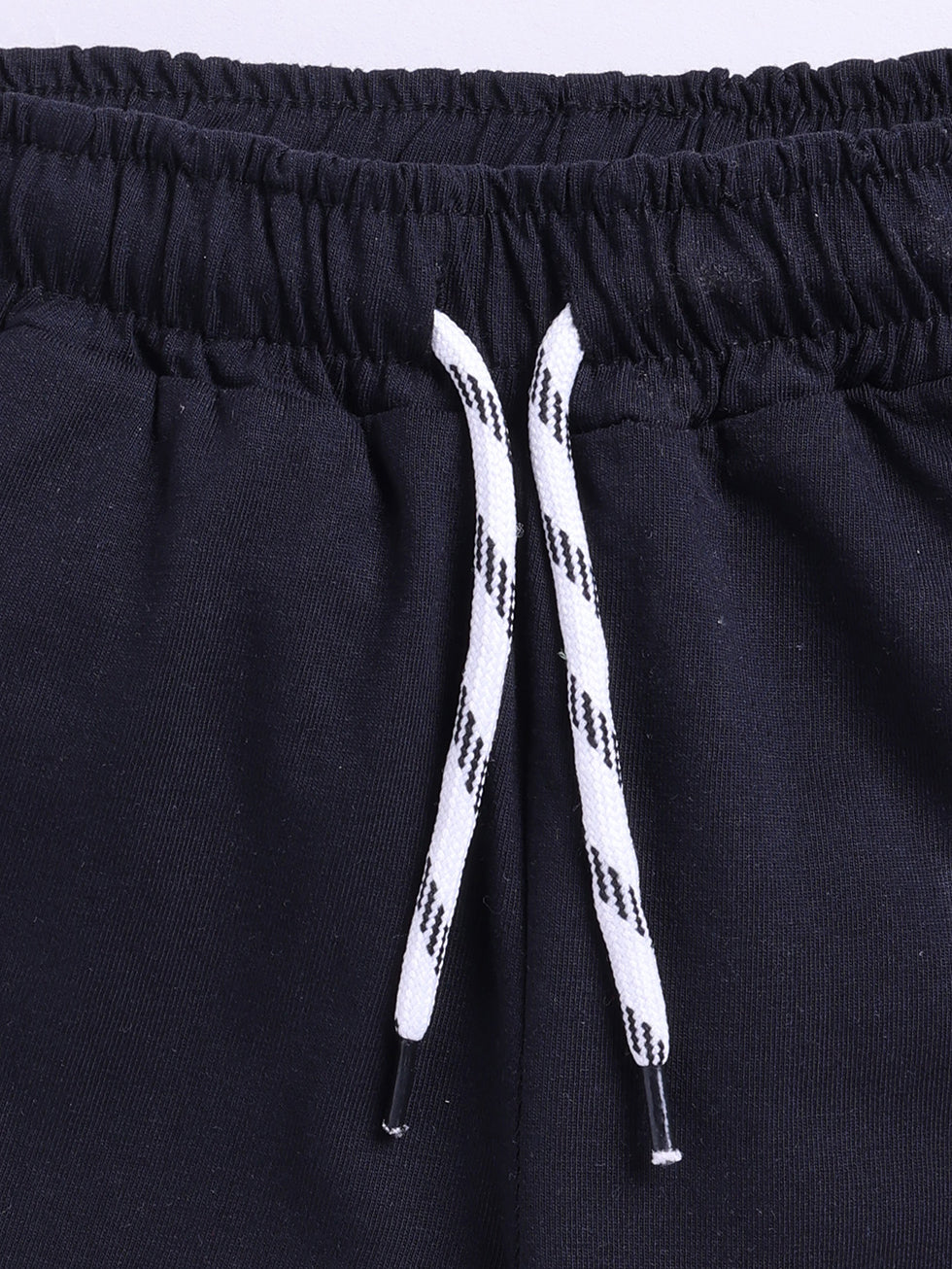 Kidcity Girls Cotton Sinker Butterfly Graphic and Fly High Text Print Shorts - Black zoom view
