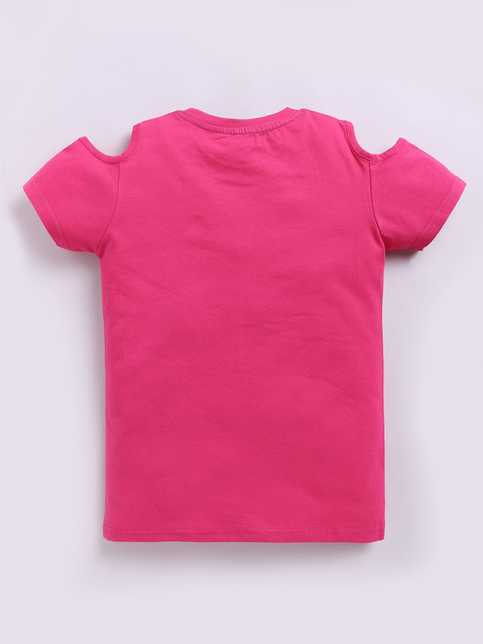 Kidcity Girls Cotton Sinker Cold-Shoulder Text Print Tops - Rani Back View