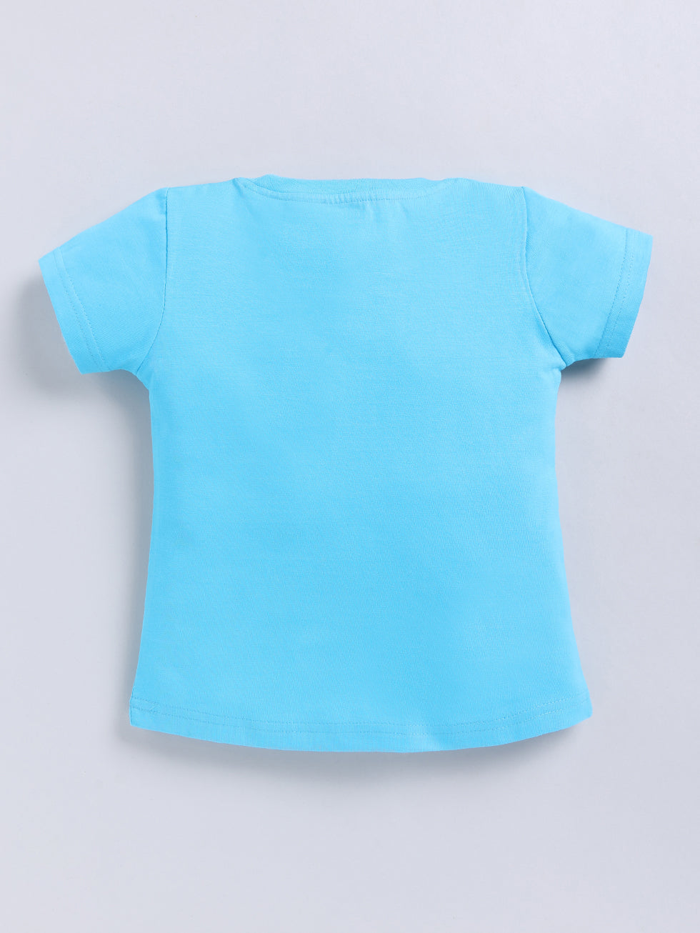 Kidcity Girls Cotton Sinker Fresh Juice Graphic Print Half Sleeve Tops - Aqua Blue Back View