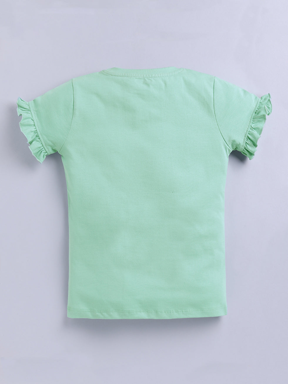 Kidcity Girls Cotton Sinker Good Days Ahead Text Print Half Sleeves Tops - Light Green Back View