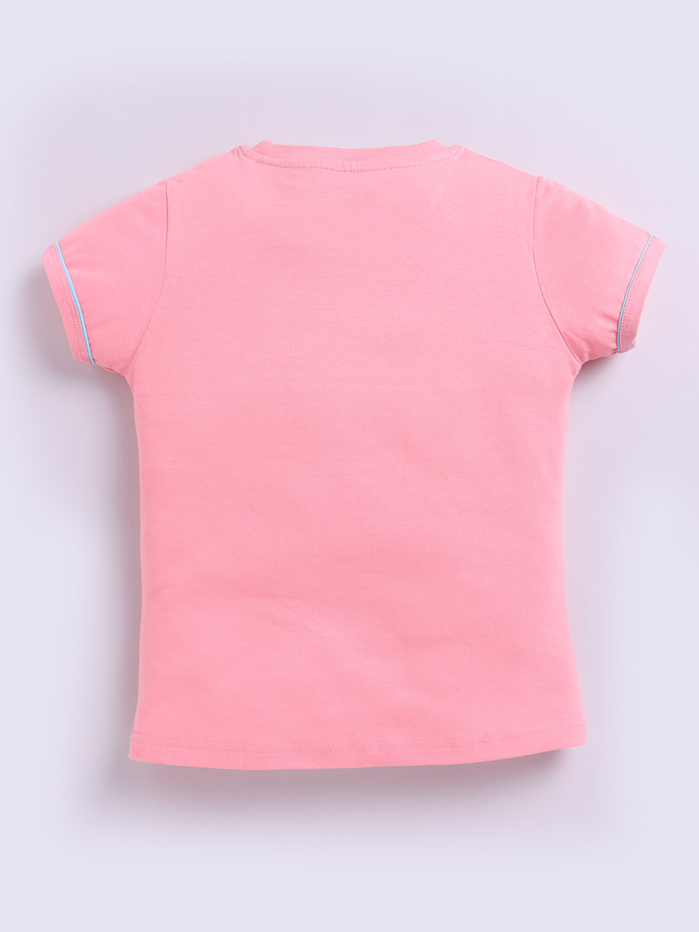 Kidcity Girls Cotton Sinker Good Vibes Only Text Print Half Sleeves Top - Peach Back View