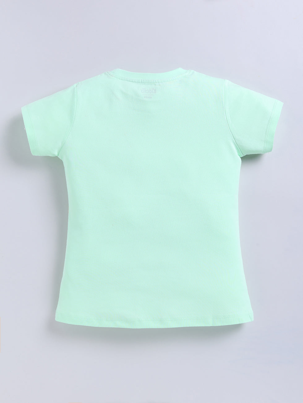 Kidcity Girls Cotton Sinker Happy Days Text and Smiley Graphic Half Sleeves Tops - Sea Green back view