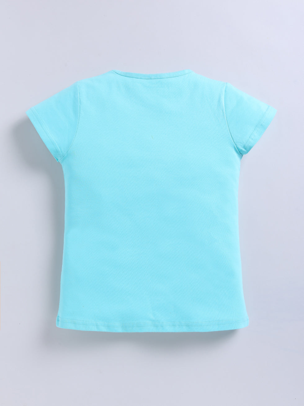Kidcity Girls Cotton Sinker Hype Text Print Half Sleeves Tops - Aqua Blue Back View
