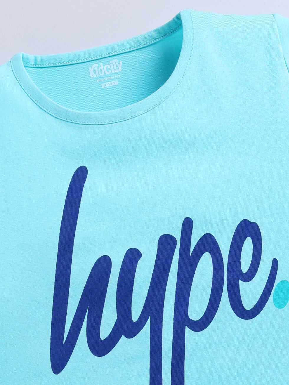 Kidcity Girls Cotton Sinker Hype Text Print Half Sleeves Tops - Aqua Blue Zoom  View