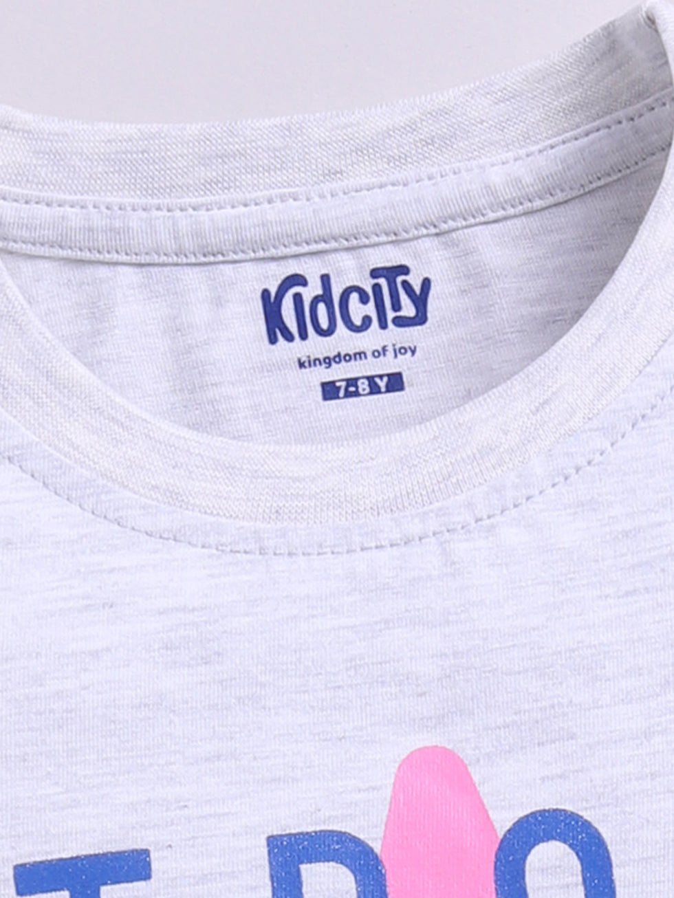 Kidcity Girls Cotton Sinker Strong And Fierce Text Print Half Sleeves Top - Grey Zoom View