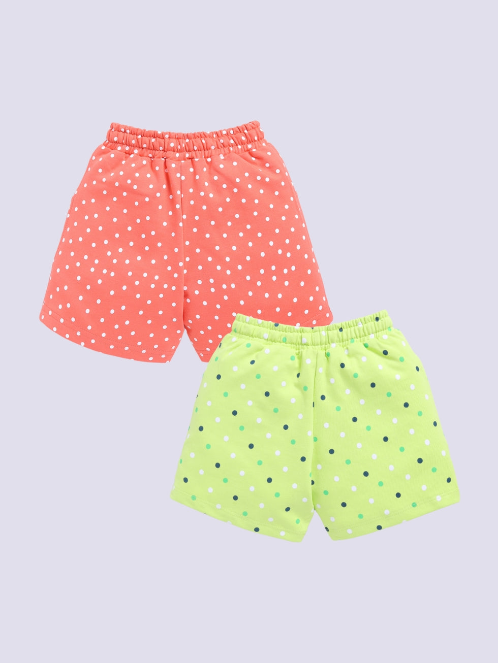 Kidcity Girls shorts Combo set (pack of 2) |Loopknit shorts|Lemon, Orange shorts combo back view