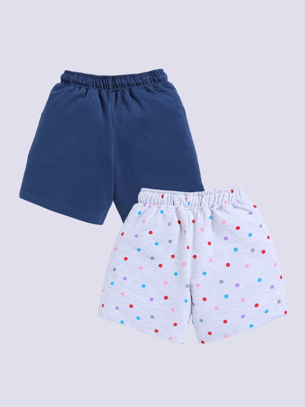 Kidcity Girls shorts Combo set (pack of 2) |Loopknit shorts| Navy, White shorts combo back image