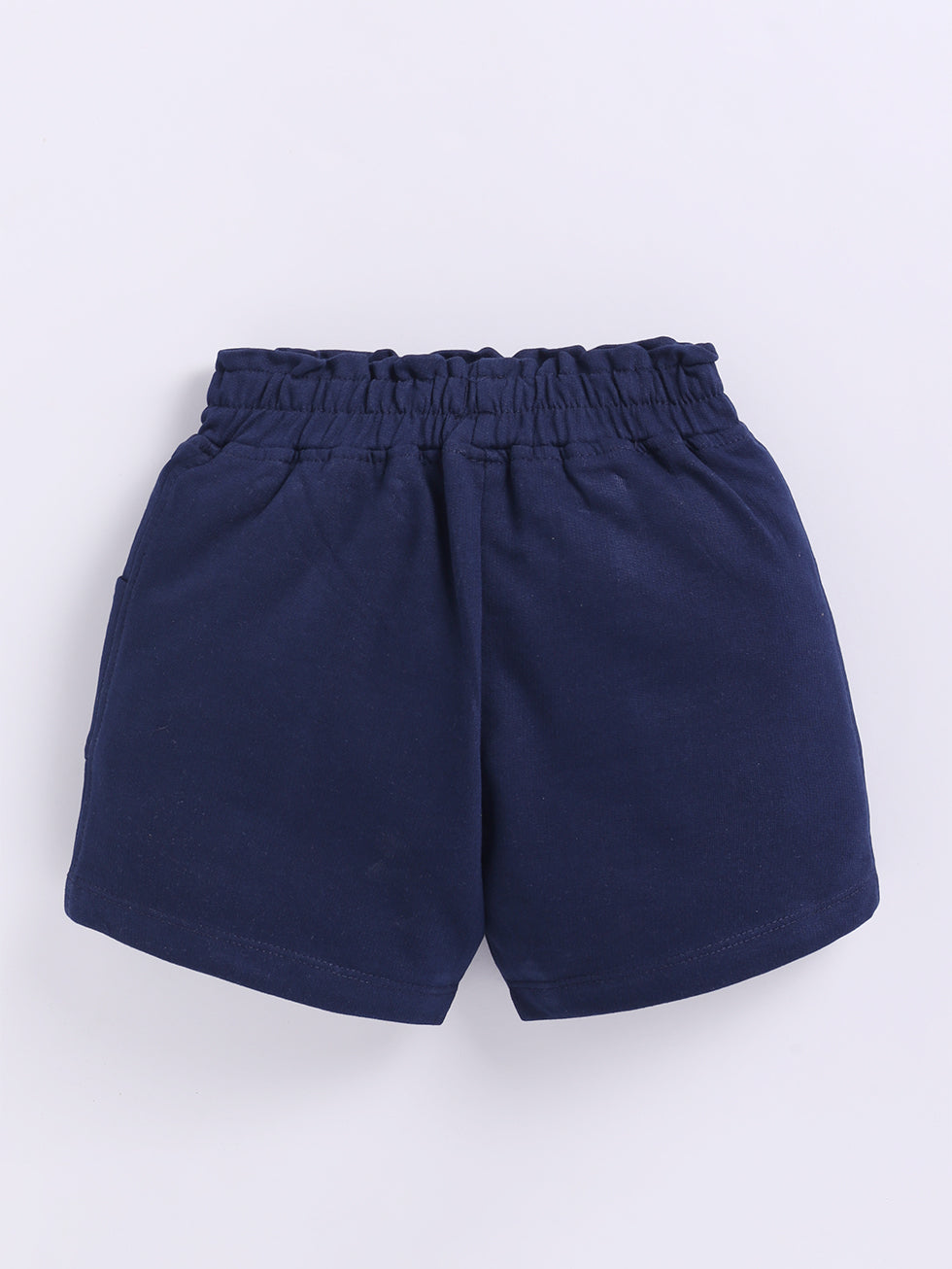 Kidcity Girls shorts Combo set (pack of 2) |Loopknit shorts|Navy shorts  with bow back view