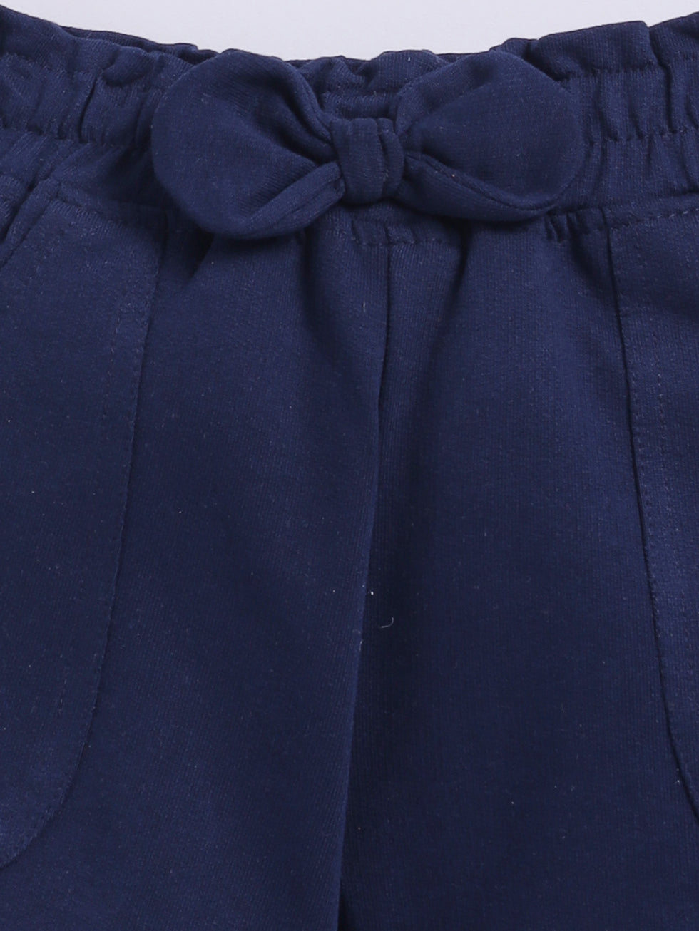 Kidcity Girls shorts Combo set (pack of 2) |Loopknit shorts|Navy shorts  with bow zoom view