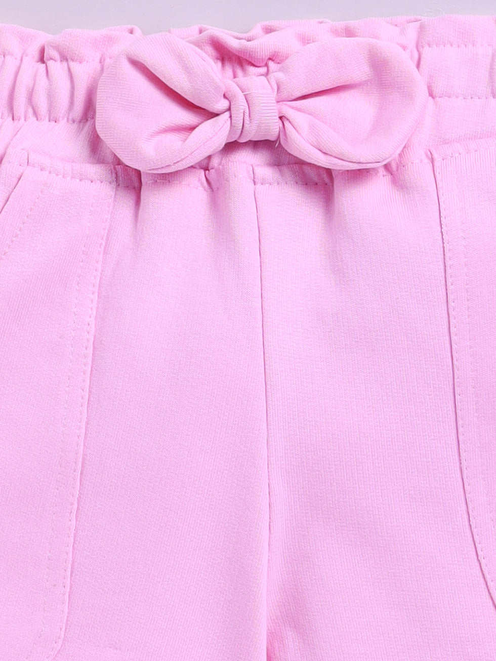 Kidcity Girls shorts Combo set (pack of 2) | Loopknit shorts | Pink bow zoom view