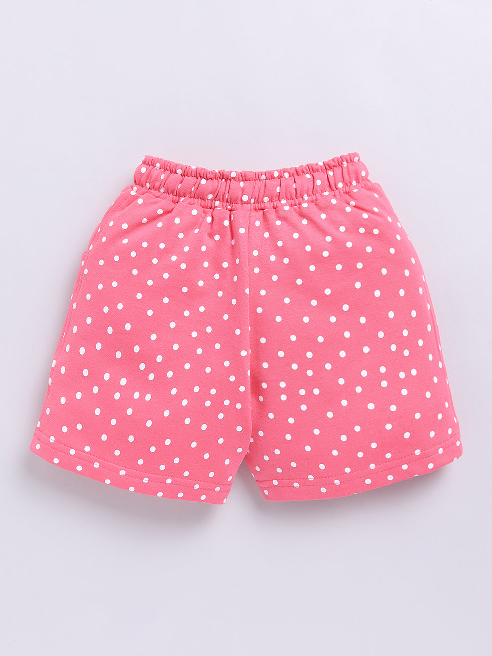 Kidcity Girls shorts Combo set pack of 2 |Loopknit shorts|Pink polka dot  shorts back view