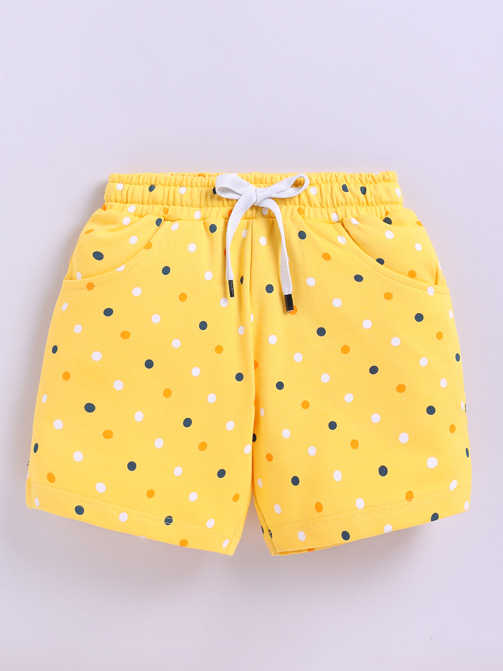 Kidcity Girls shorts Combo set (pack of 2) | Loopknit shorts | Yellow shorts front view