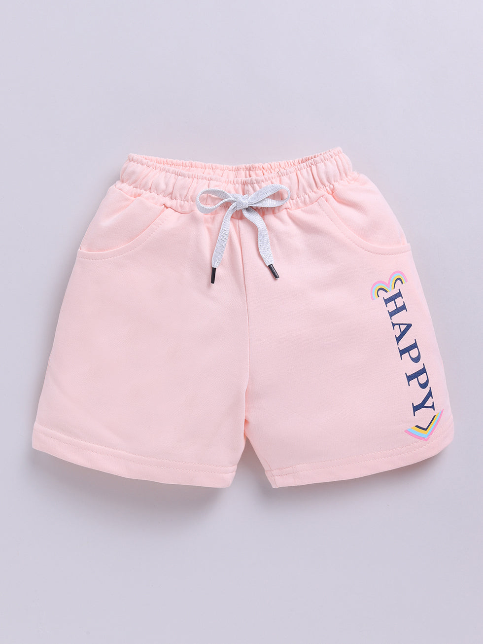 Kidcity Girls shorts Combo set (pack of 2) |Loopknit shorts|baby pink shorts front view
