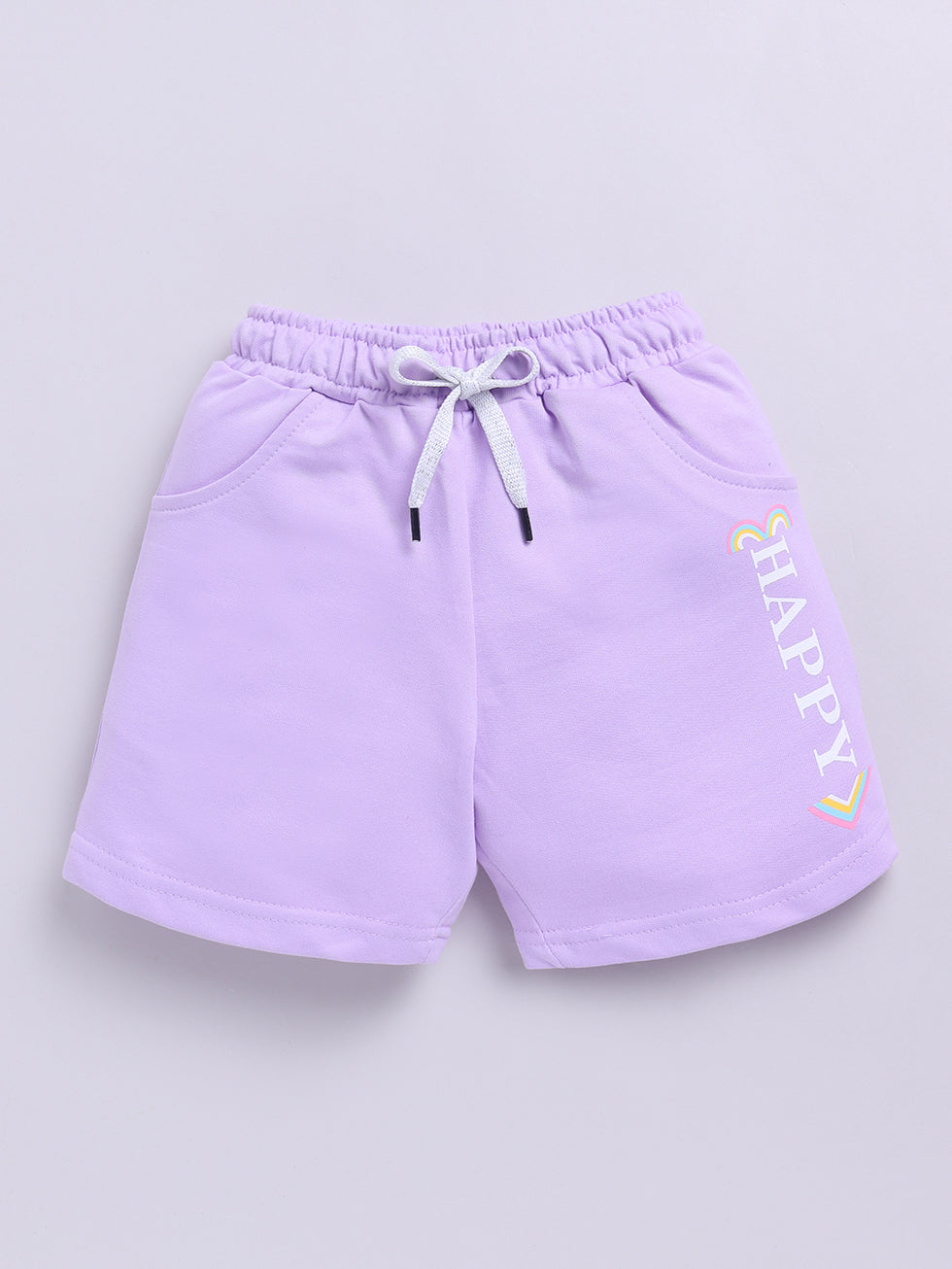 Kidcity Girls shorts Combo set (pack of 2) |Loopknit shorts| lavender front view 