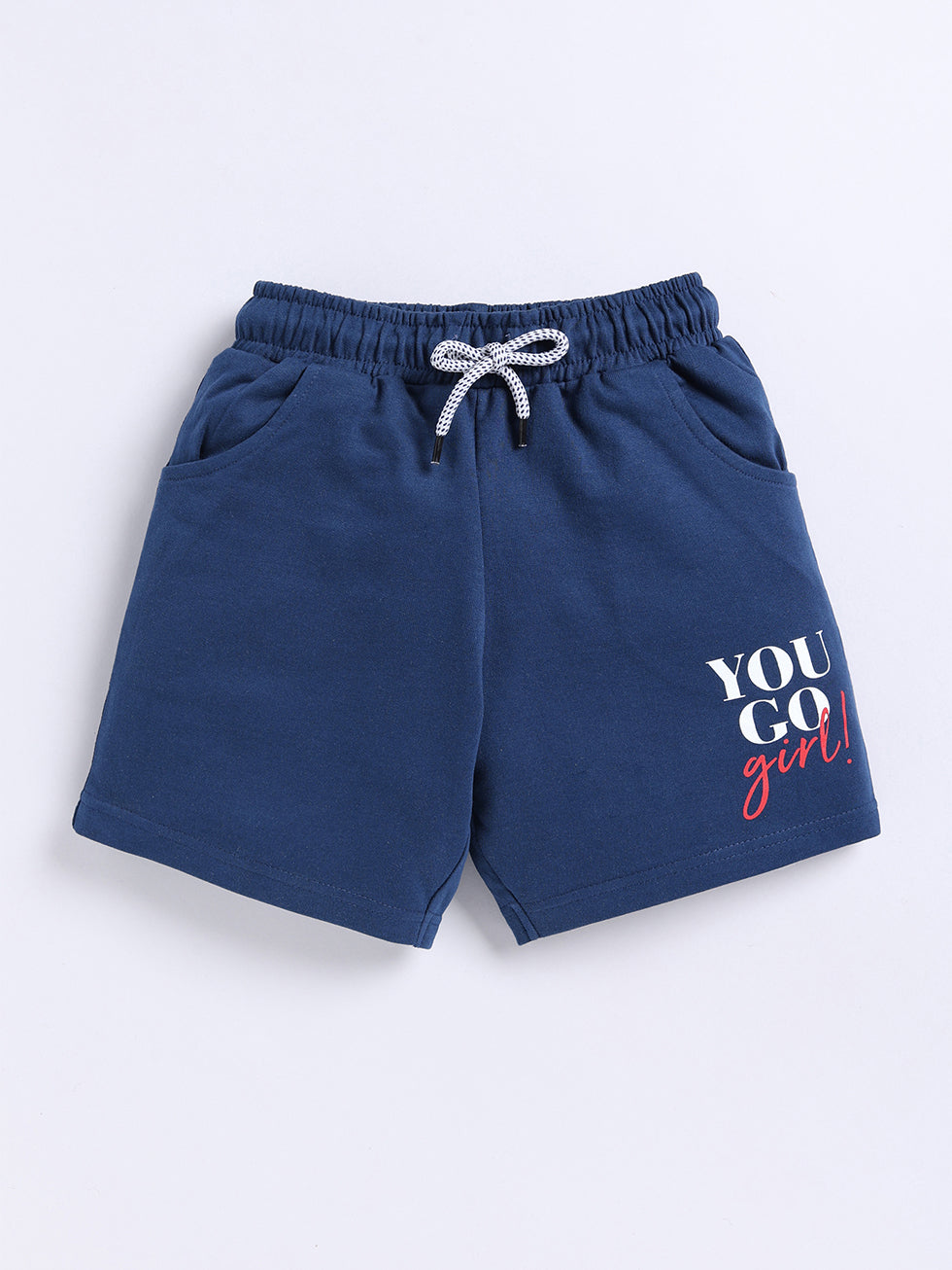 Kidcity Girls shorts Combo set (pack of 2) |Loopknit shorts|navy shorts combo front view