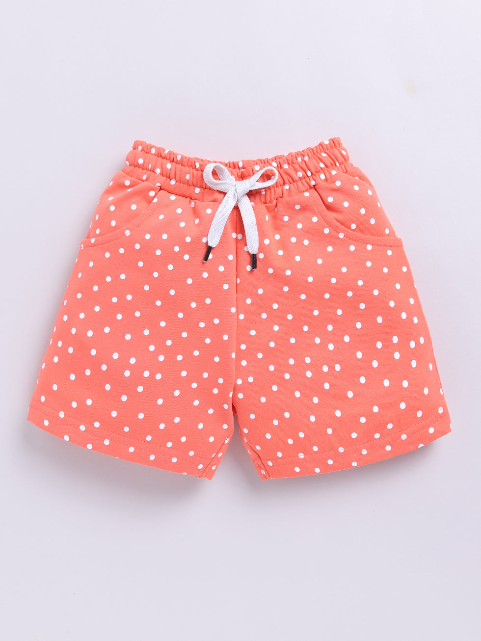 Kidcity Girls shorts Combo set (pack of 2) |Loopknit shorts|orange front view