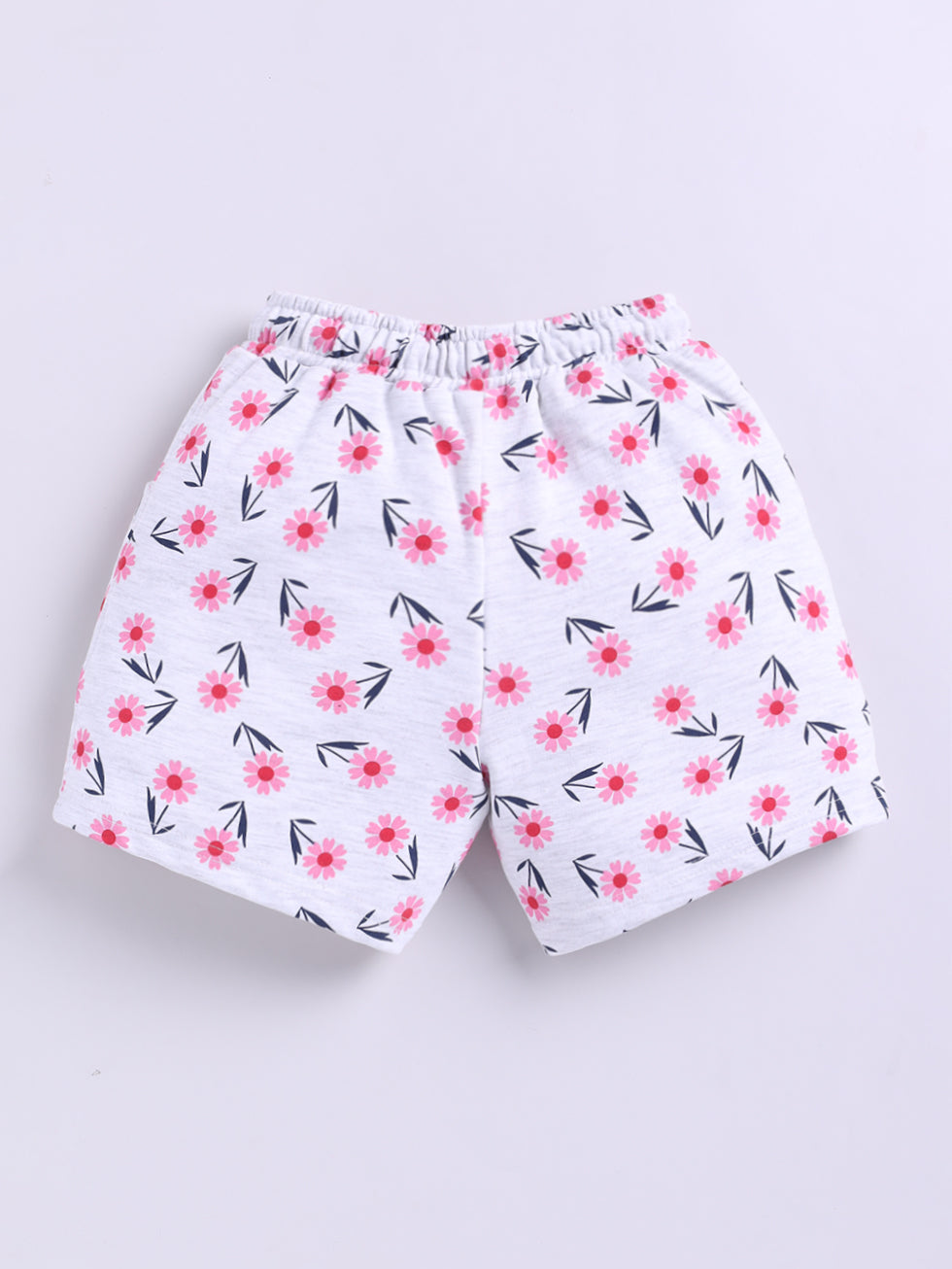 Kidcity Girls shorts Combo set pack of 2 |Loopknit shorts|white flower  shorts back view